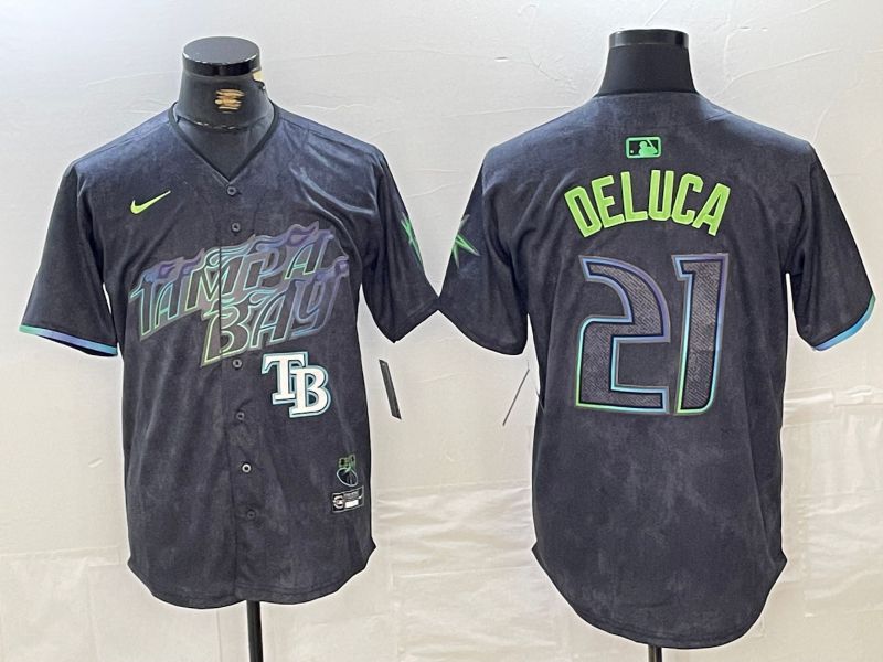 Men Tampa Bay Rays 21 Deluca Black City Edition Nike 2024 MLB Jersey style 7